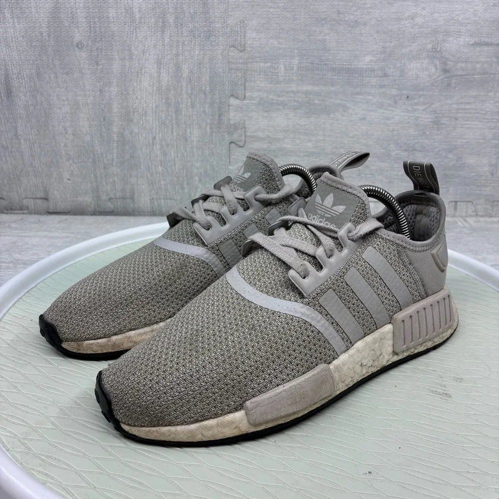 Adidas NMD R1 Sneakers Mens 8 Sesame Gray Mesh Athletic Running Shoes B76079